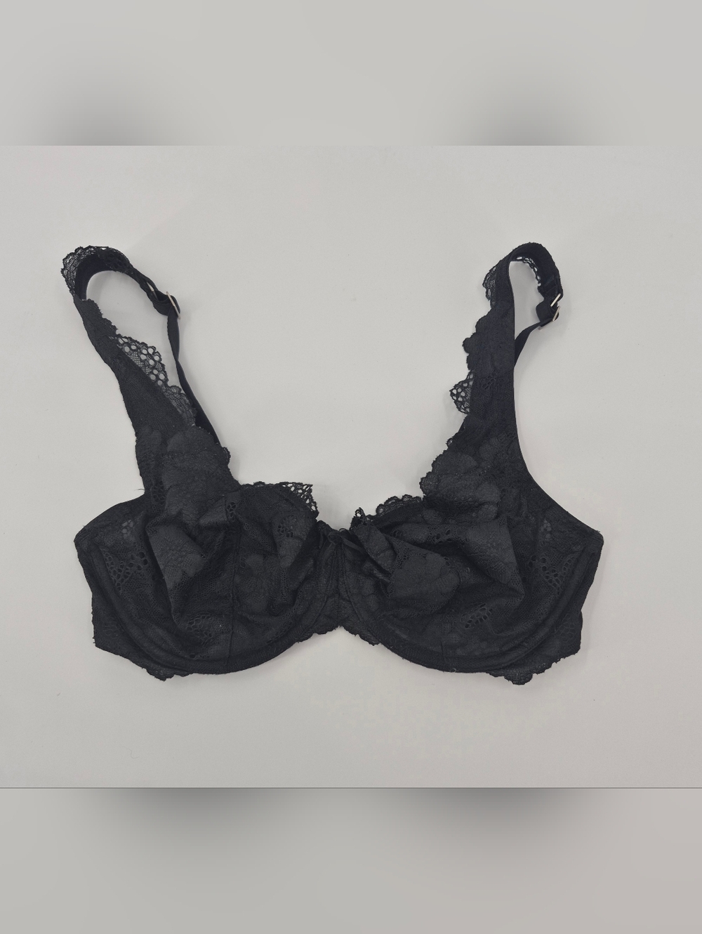 Felina 32DD Bra Black Unlined Lace Underwire Back Closure